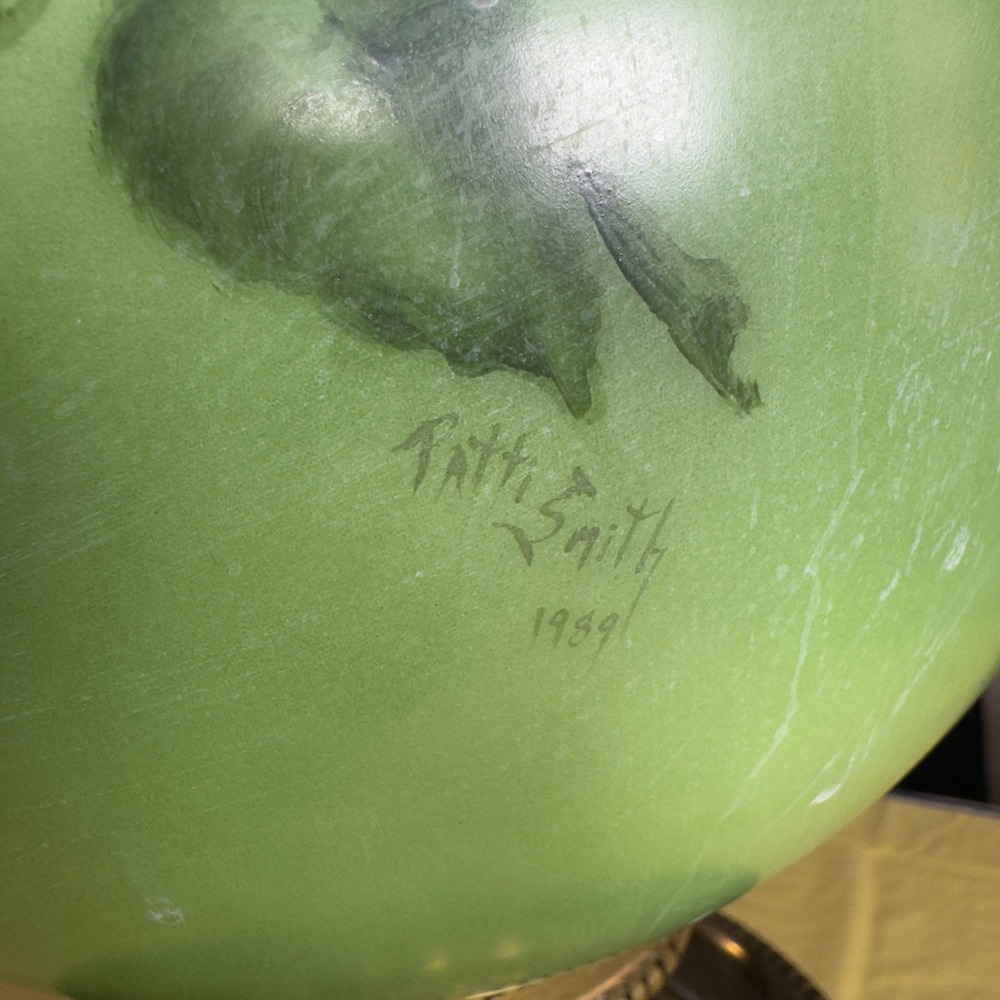 VTG Patti Smith Signed 1989 Hand Painted GWTW Double Globe Electrified Oil Lamp - Picture 8 of 16